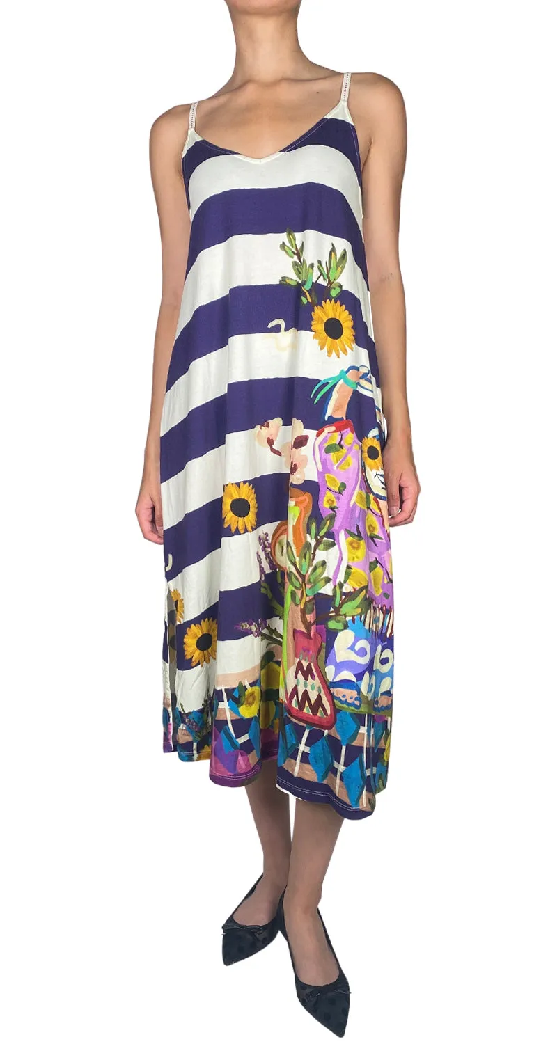 JAZMIN CHEBAR Vestido Flores & Rayas