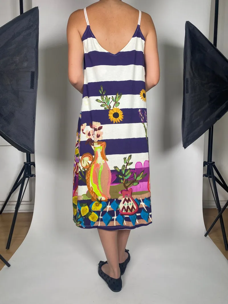 JAZMIN CHEBAR Vestido Flores & Rayas