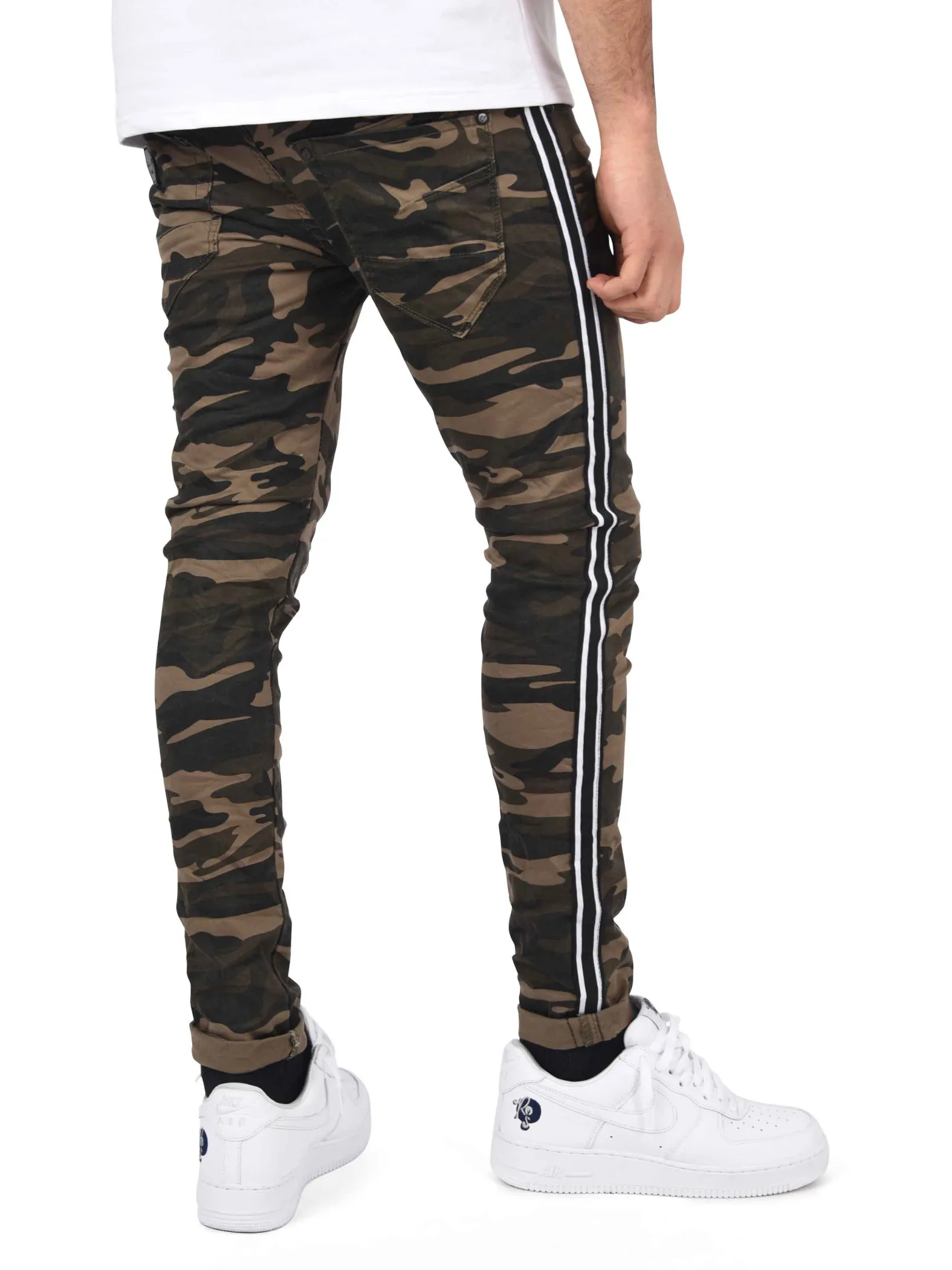 Jeans pitillo con rayas bicolores