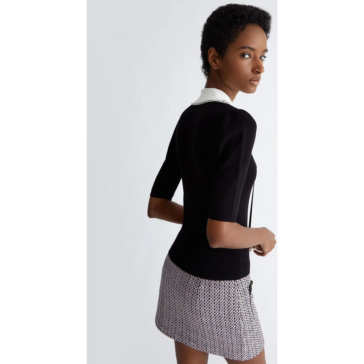 Jersey con cuello y strass