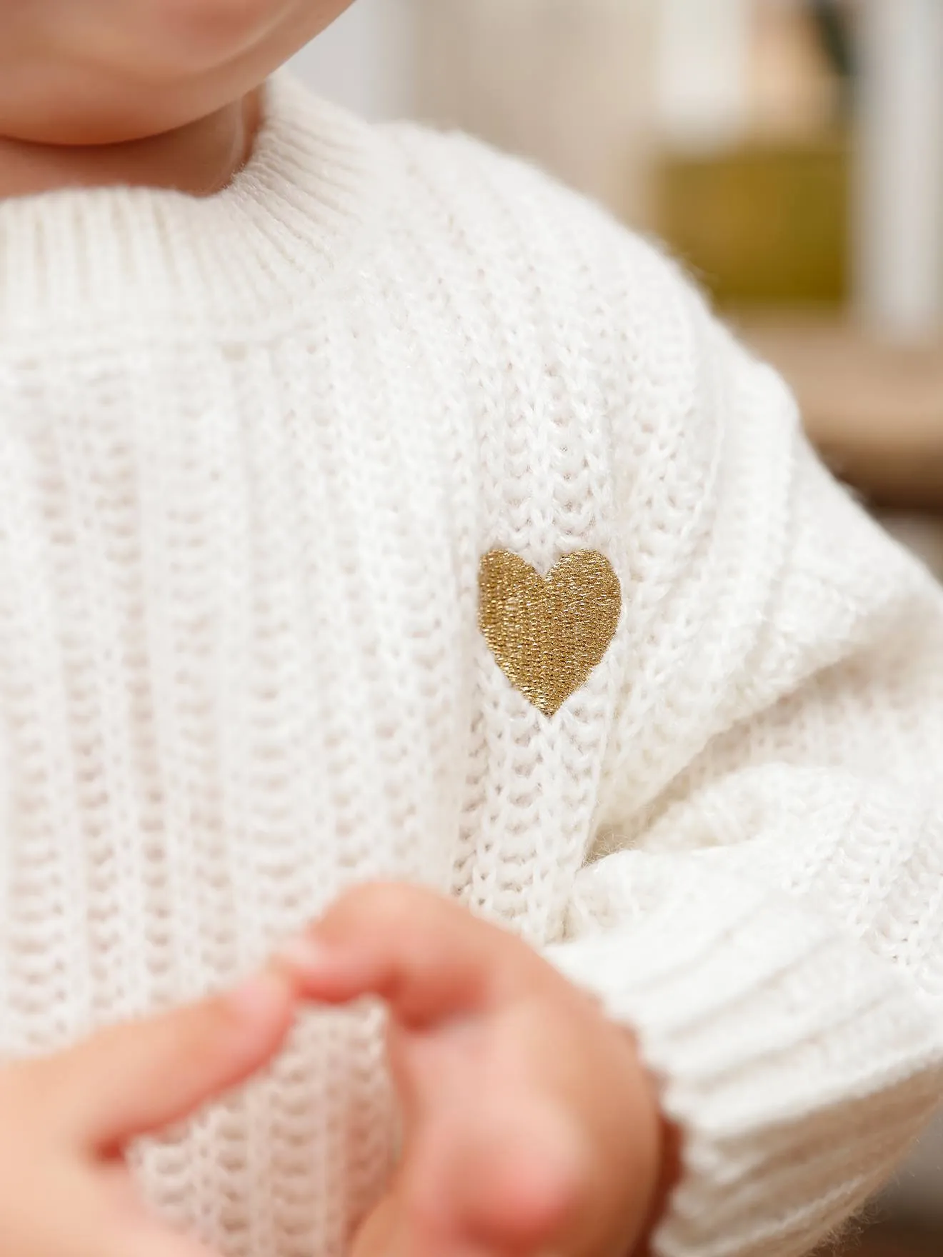 Jersey de punto con corazón dorado, para bebé