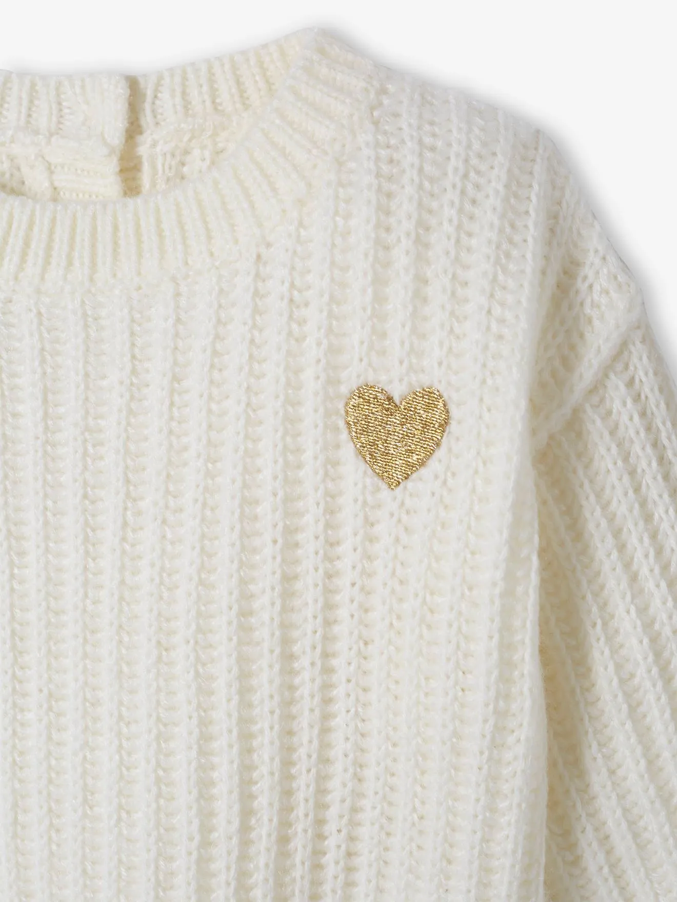 Jersey de punto con corazón dorado, para bebé
