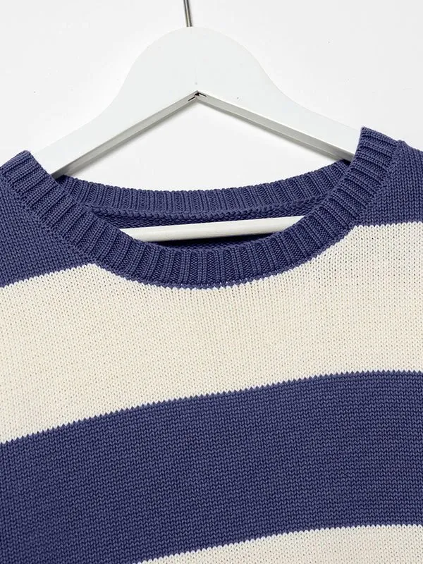 Jersey de punto con cuello redondo a rayas