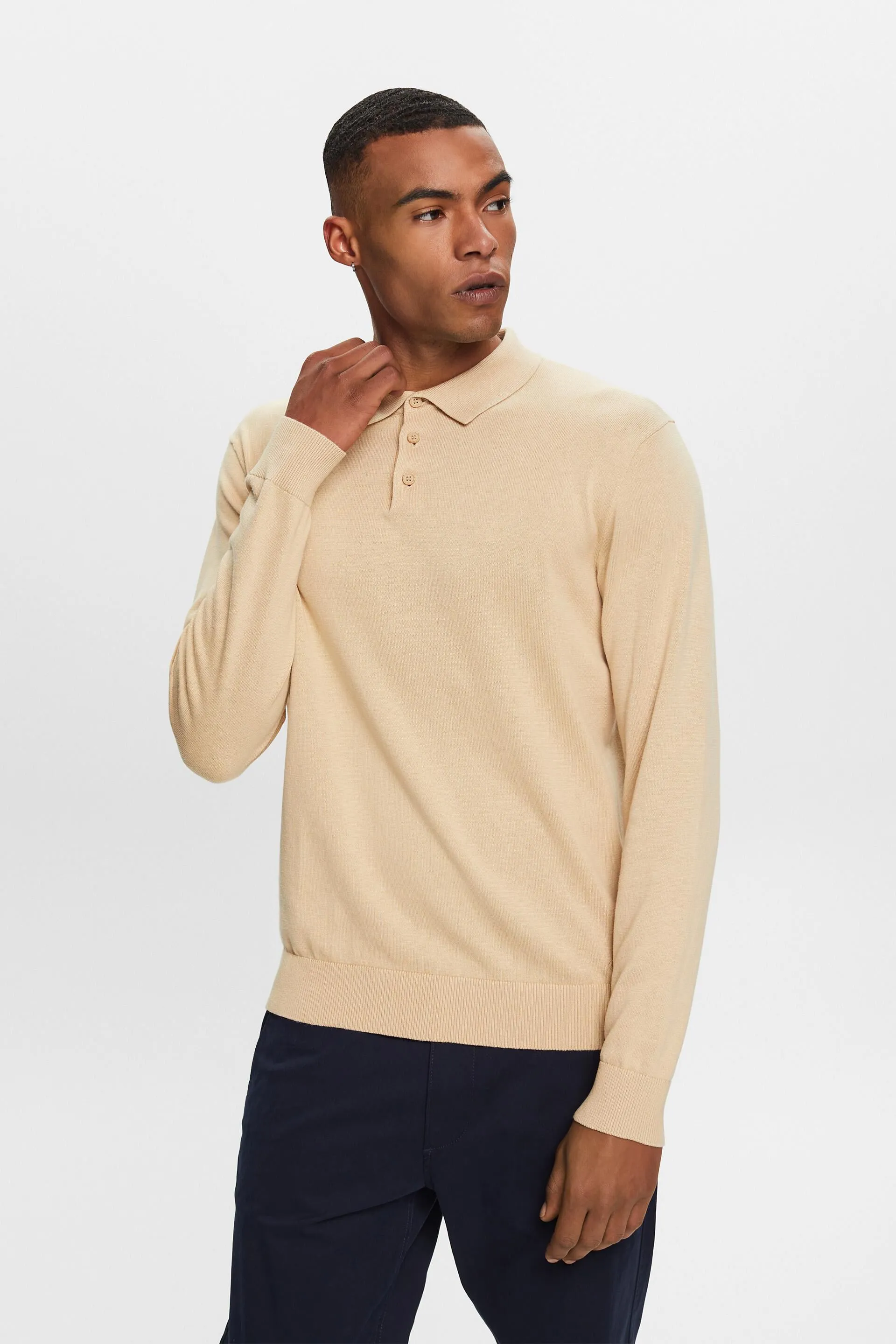 Jersey de punto con un cuello estilo polo, TENCEL™