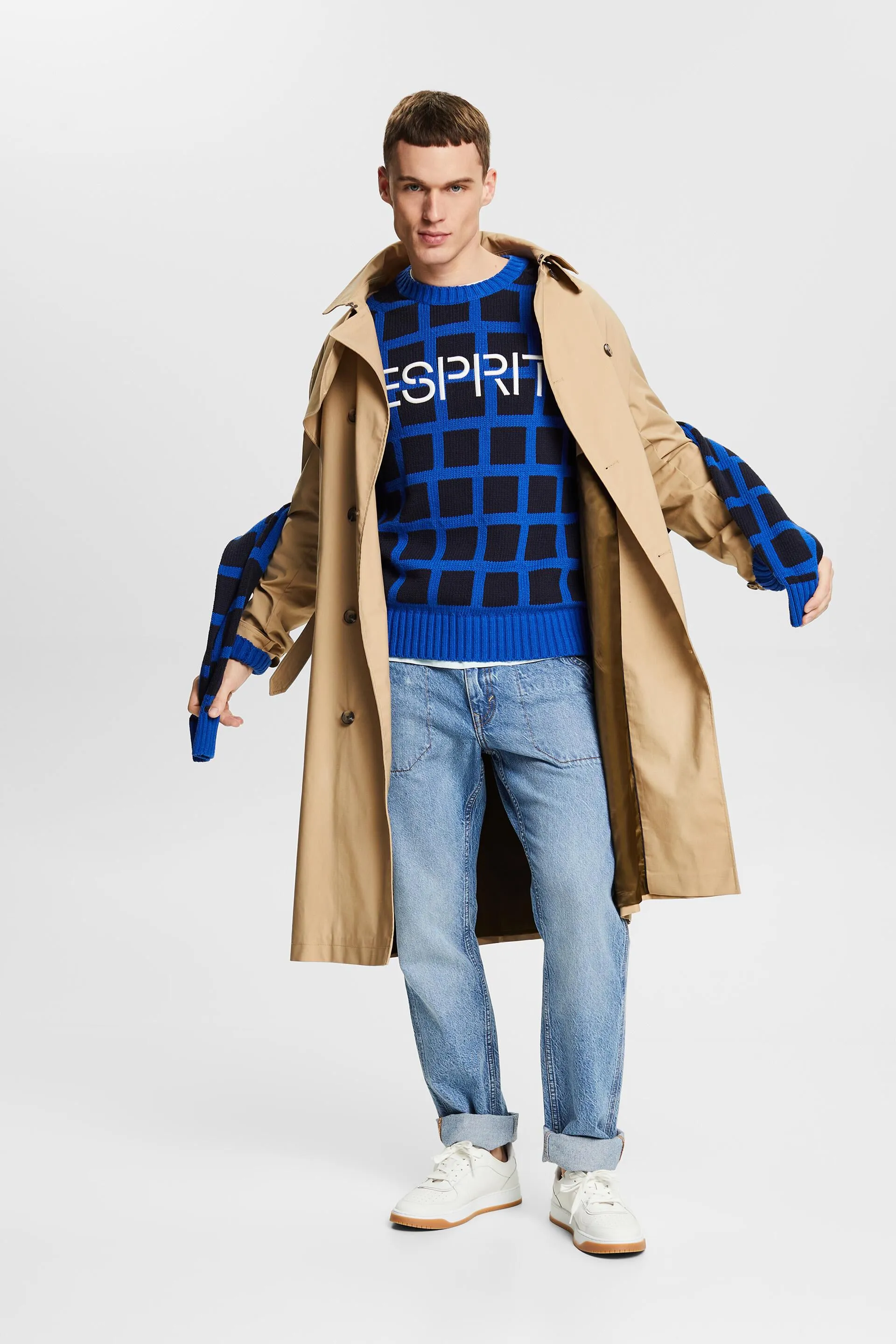 Jersey de punto grueso a cuadros con logotipo