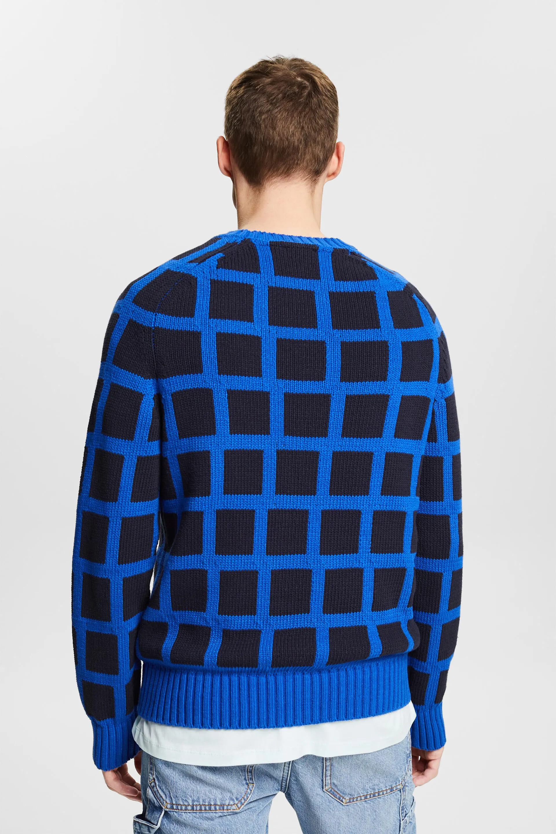 Jersey de punto grueso a cuadros con logotipo