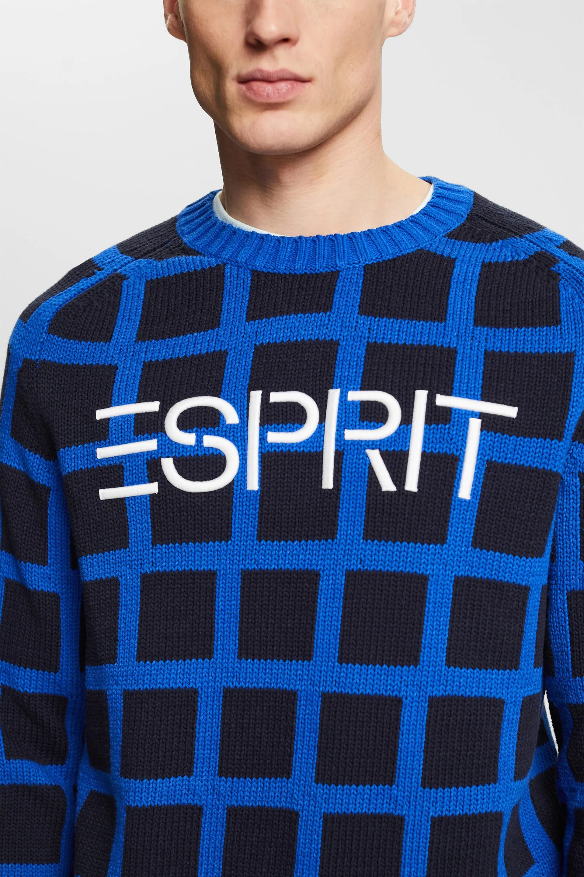Jersey de punto grueso a cuadros con logotipo