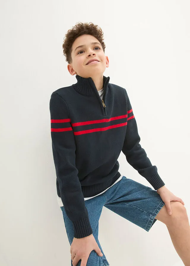 JERSEY ESTILO TROYER AZUL MARINOFRESA CON RAYAS