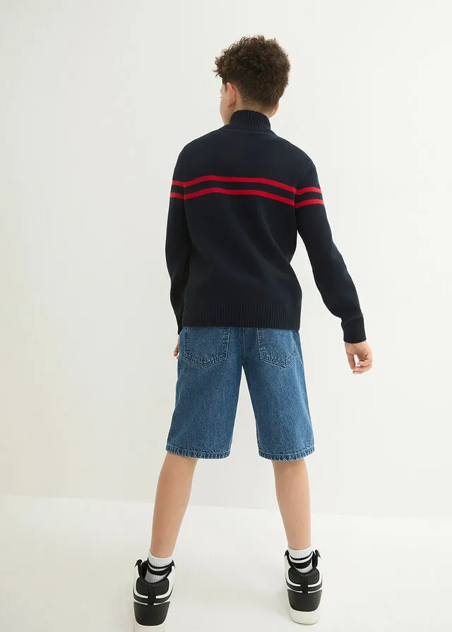 JERSEY ESTILO TROYER AZUL MARINOFRESA CON RAYAS