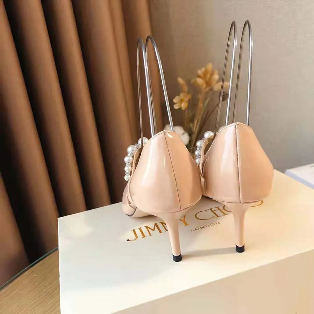 Jimmy Choo Mujer Aurelie 85 Ballet Rosa Charol Zapatos De Tacón En Punta Con Adornos De Perlas