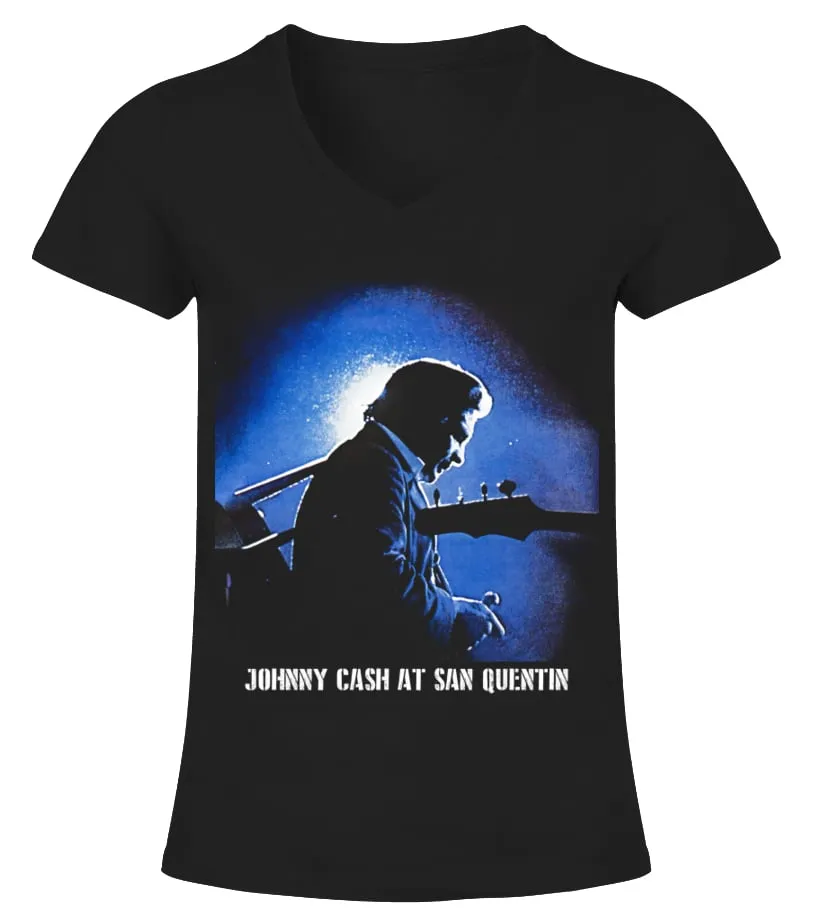 Johnny Cash BK (1) Camiseta cuello pico Mujer
