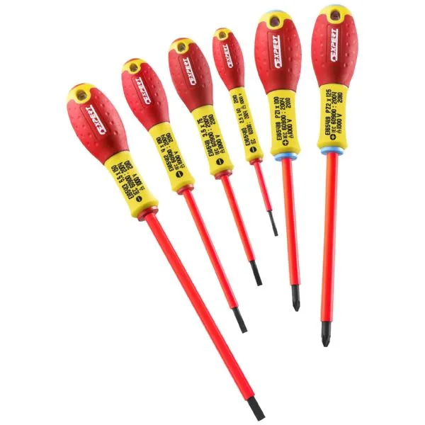 JUEGO DE 6 DESTORNILLADORES AISLADOS 1.000 V RANURADOS/PZ EXPERT E160911