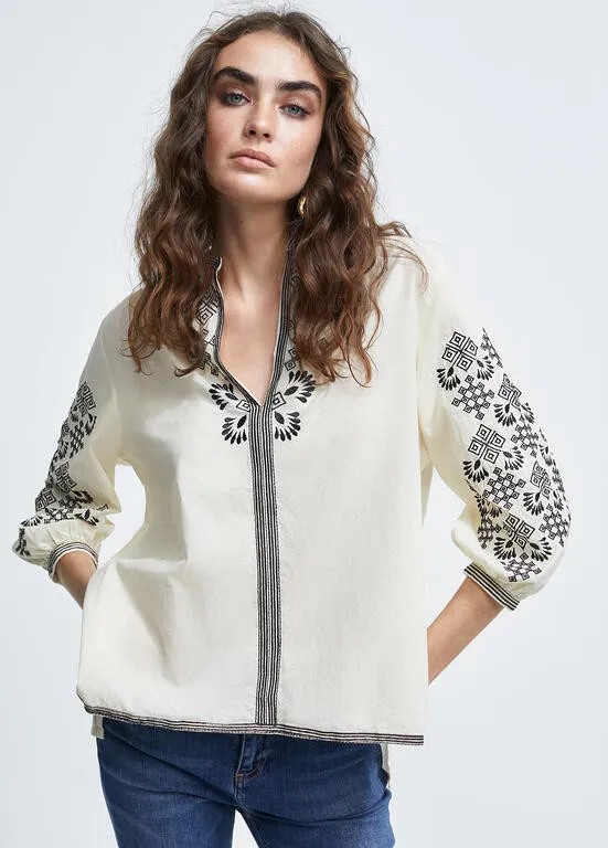 Kurta corta ml bordada CRUDO Lola Casademunt