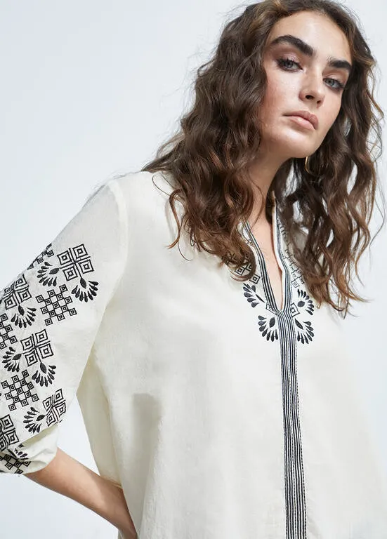 Kurta corta ml bordada CRUDO Lola Casademunt