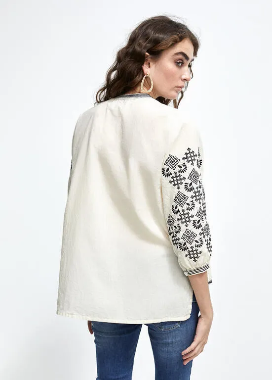 Kurta corta ml bordada CRUDO Lola Casademunt
