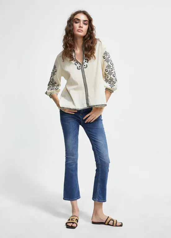Kurta corta ml bordada CRUDO Lola Casademunt