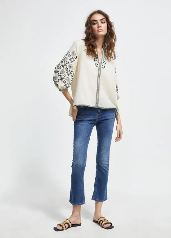 Kurta corta ml bordada CRUDO Lola Casademunt