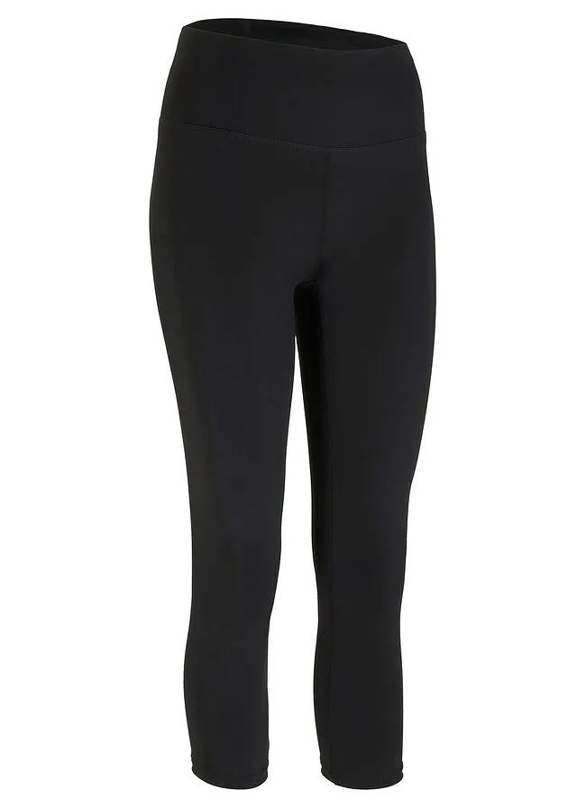 Leggings capri deportivos con bolsillo oculto en la cintura Negro