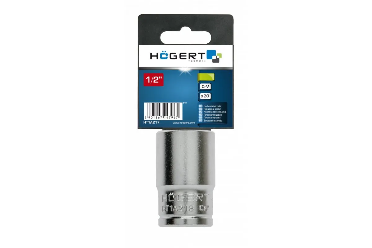 Llave de vaso hexagonal 1/2″, 18 mm CrV