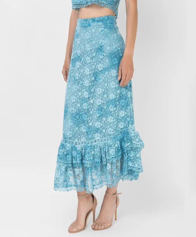 Love Shack Fancy Jana openwork skirt with ruffles
