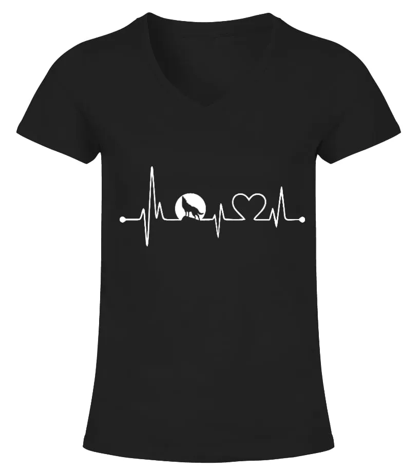 Ltd. Edition Wolf Heartbeat Camiseta cuello pico Mujer