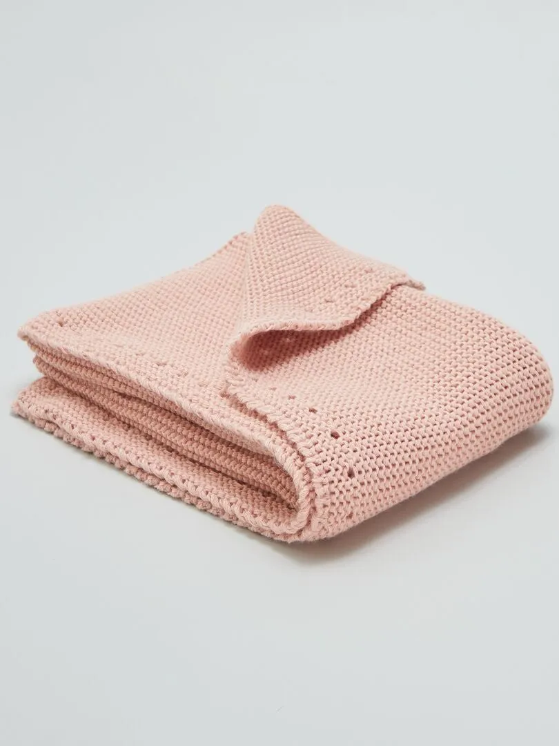 MANTA GRUESA DE PUNTO 'MANUFACTURE DE LAYETTE'  ROSA
