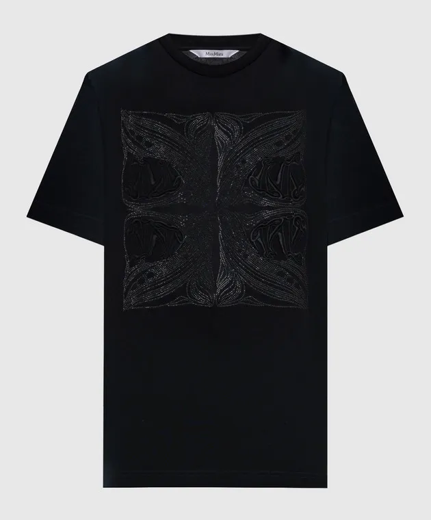 MAX MARA FARAD BLACK TSHIRT WITH CRYSTALS