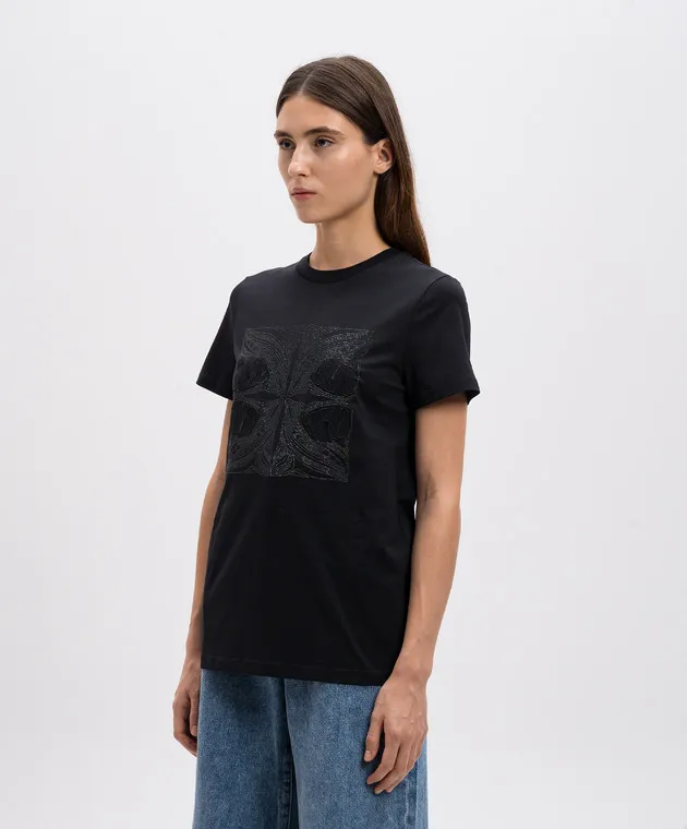 MAX MARA FARAD BLACK TSHIRT WITH CRYSTALS