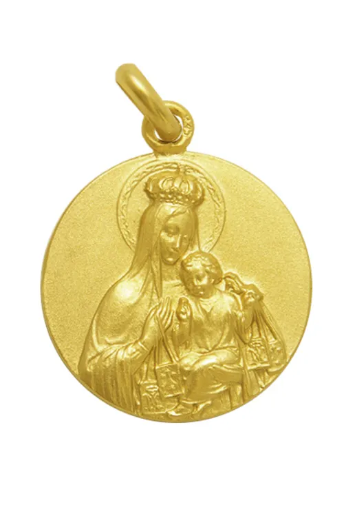 MEDALLA DE ORO VIRGEN DEL CARMEN CON CORONA 18 MM 268_M111020518