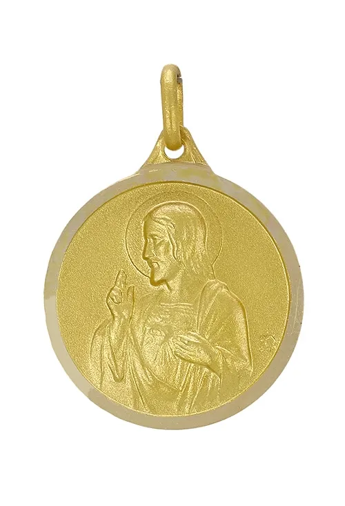 Medalla escapulario religioso de oro de ley Sagrado Corazón y Virgen Carmen 011_ESCB20