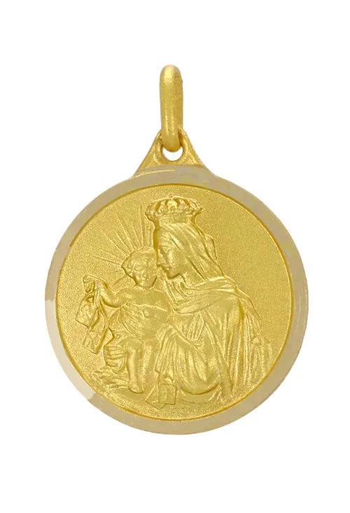 Medalla escapulario religioso de oro de ley Sagrado Corazón y Virgen Carmen 011_ESCB20