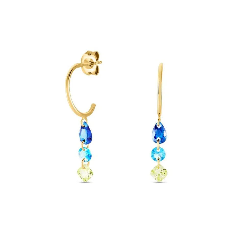 Mini criollas de latón acabado oro 18k con circonitas de color de AGATHA PARÍS