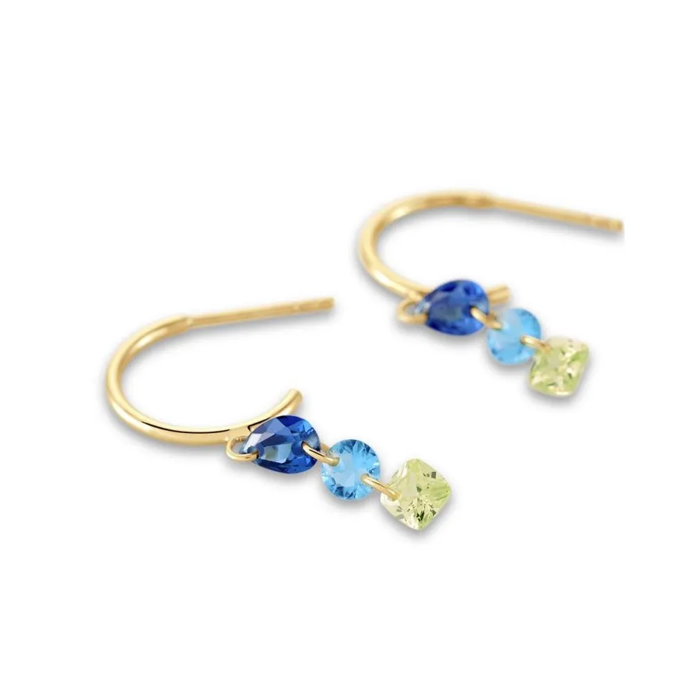 Mini criollas de latón acabado oro 18k con circonitas de color de AGATHA PARÍS