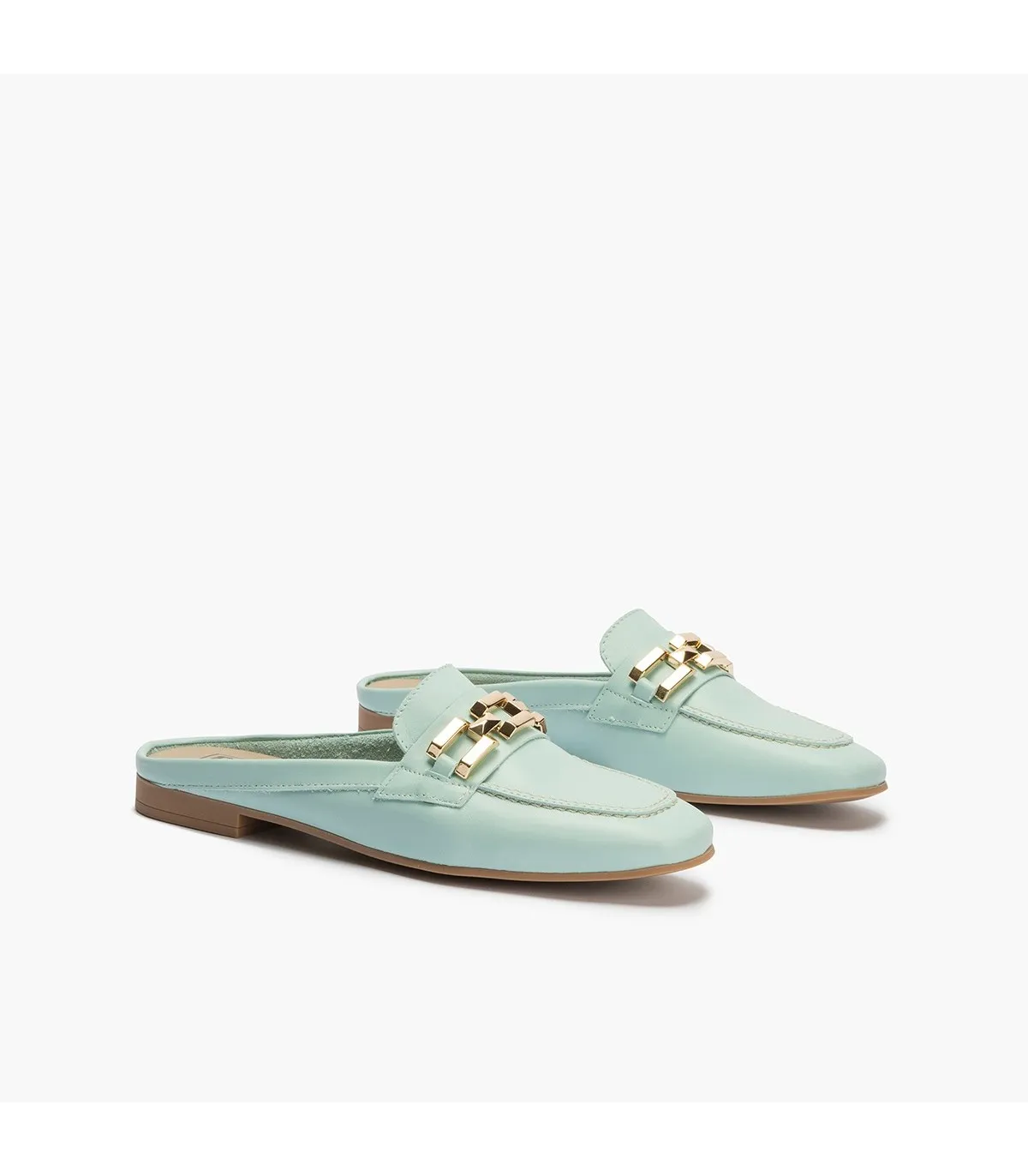 Mocasines de mujer zueco estilo mule con adorno y tacón baj