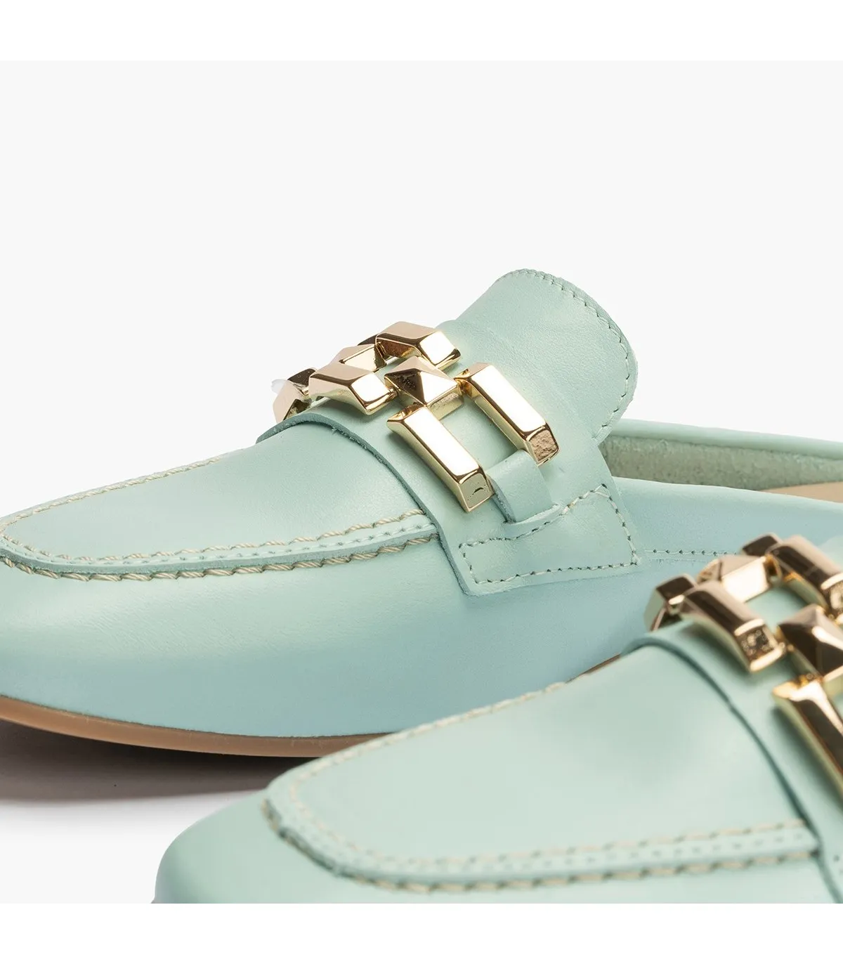 Mocasines de mujer zueco estilo mule con adorno y tacón baj