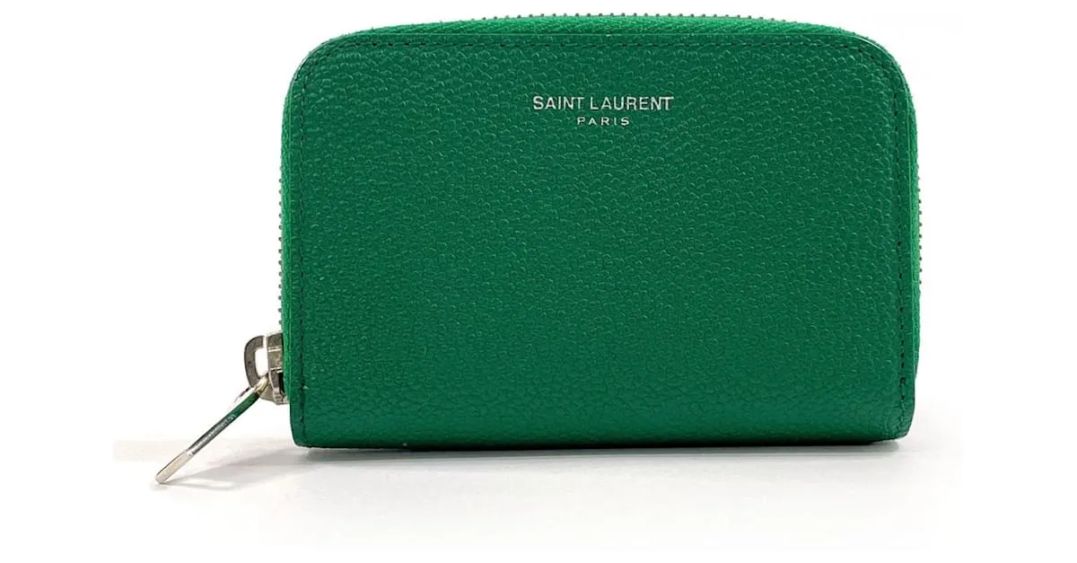 Monedero de cuero verde Yves Saint Laurent 