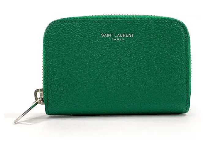 Monedero de cuero verde Yves Saint Laurent 