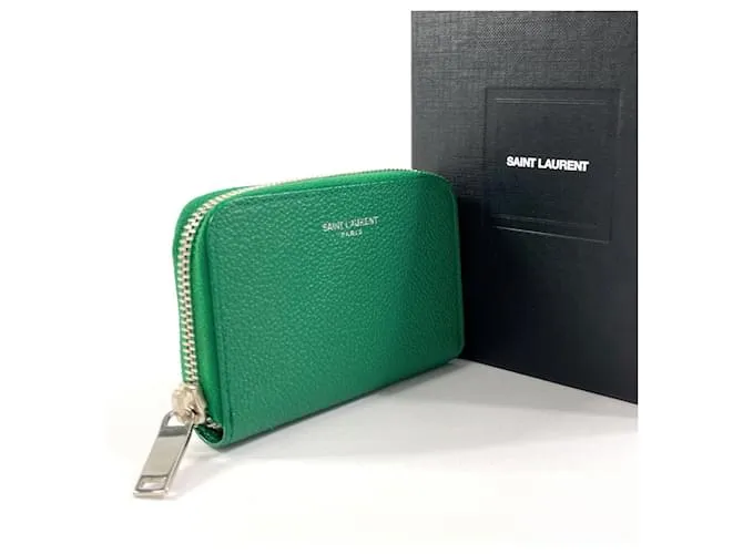 Monedero de cuero verde Yves Saint Laurent 