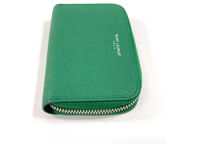 Monedero de cuero verde Yves Saint Laurent 