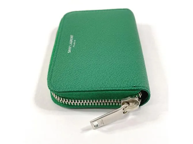 Monedero de cuero verde Yves Saint Laurent 