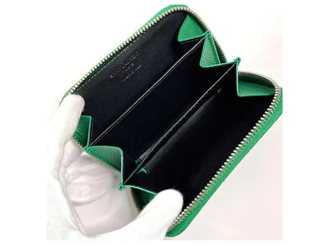 Monedero de cuero verde Yves Saint Laurent 