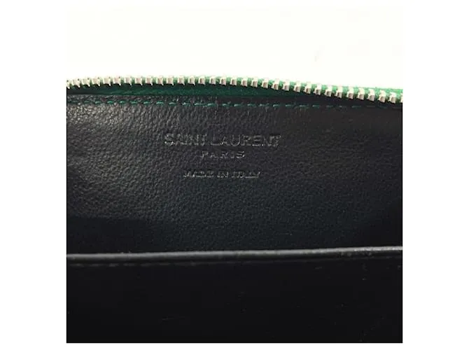 Monedero de cuero verde Yves Saint Laurent 