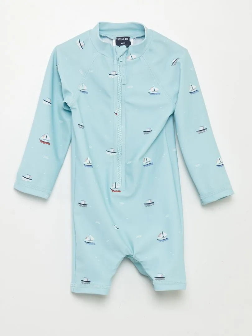 MONO DE BAñO ESTAMPADO DE BARCO  AZUL