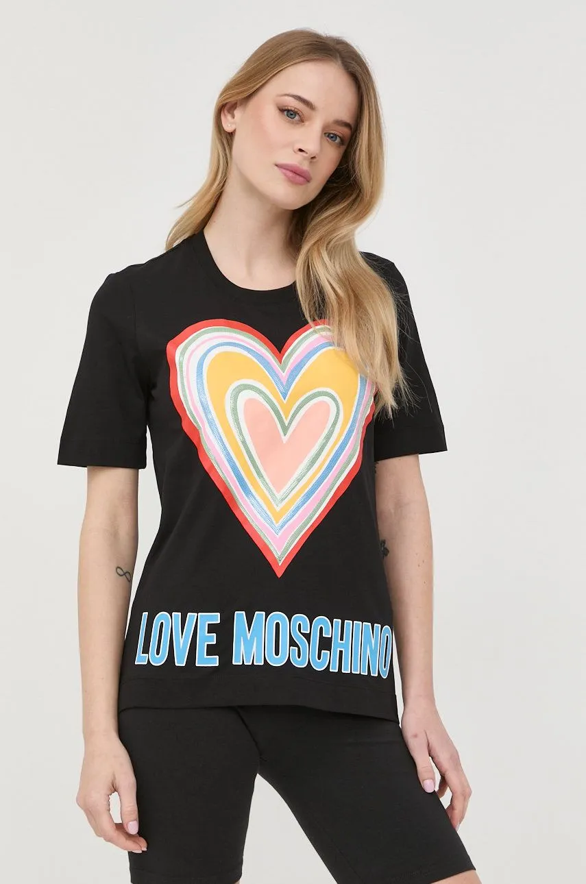 MOSCHINO COTTON TSHIRT LOVE čERNá