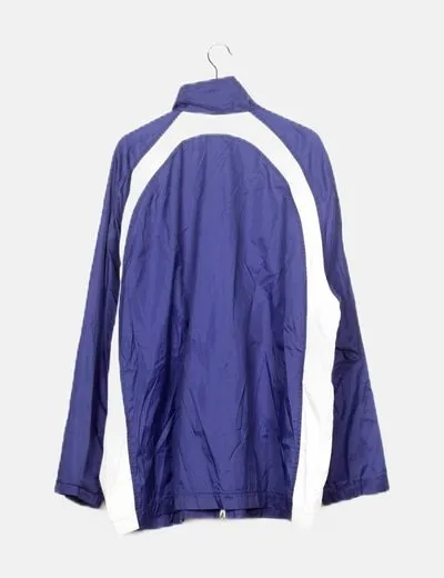 Nike Chaqueta impermeable azul con cremallera blanca