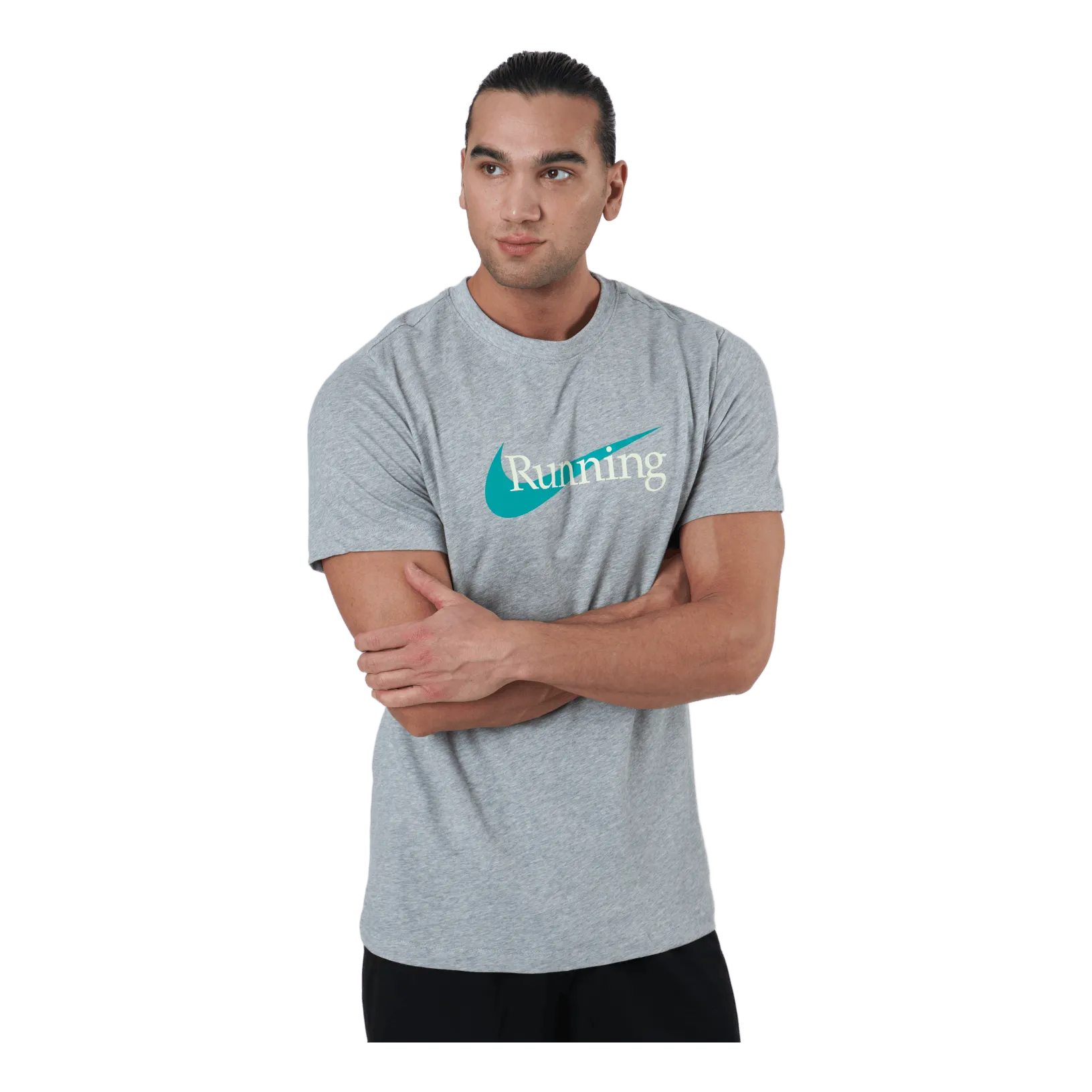 NIKE DRIFIT MEN'S RUNNING TSHIRT DK GREY HEATHER