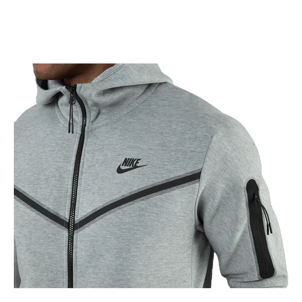 NIKE SPORTSWEAR TECH FLEECE MEN'S FULLZIP HOODIE DK GREY HEATHER/BLACK