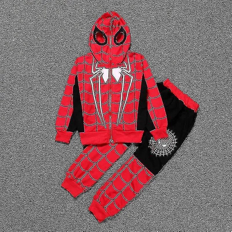 NIñOS NIñOS SPIDERMAN CREMALLERA SUDADERA CON CAPUCHA SUDADERA PANTALONES SUPERIORES CONJUNTO TRAJE CASUALC