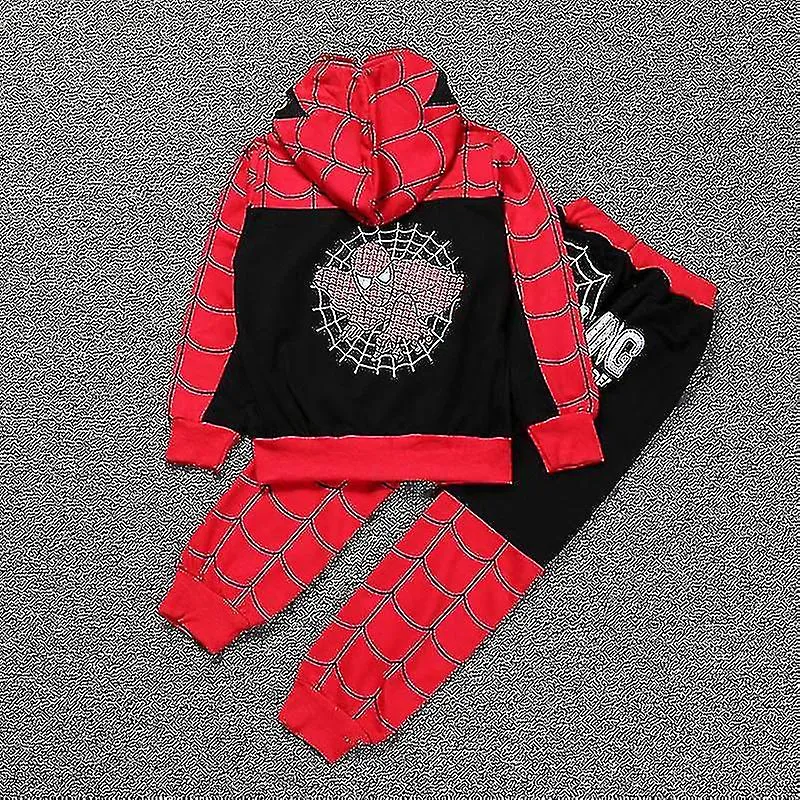 NIñOS NIñOS SPIDERMAN CREMALLERA SUDADERA CON CAPUCHA SUDADERA PANTALONES SUPERIORES CONJUNTO TRAJE CASUALC
