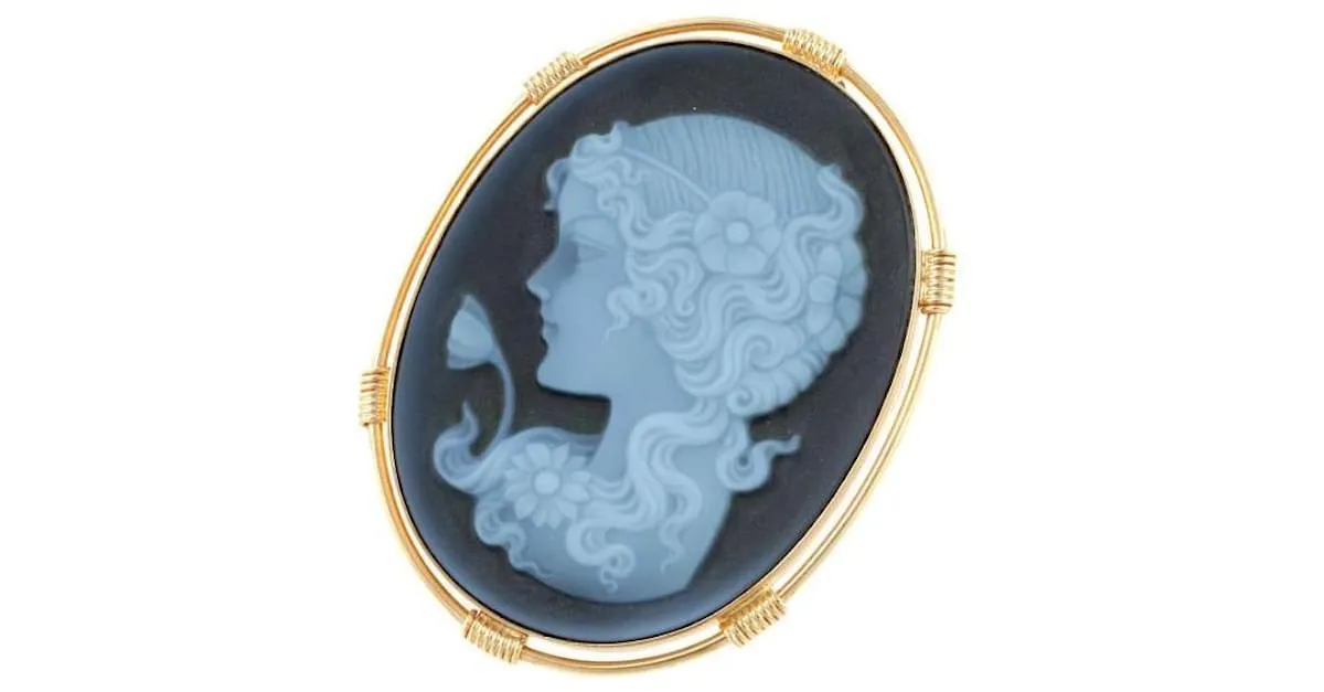 Otras joyas & Other Stories Sin marca, Broche con colgante de camafeo de piedra dorada para mujer, Materia en excelente esta